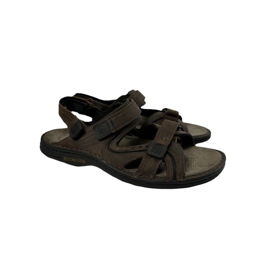 MERRELL World Impulse Men's Bracken Brown Leather Hiking Sandal Size‎ 14 J38949